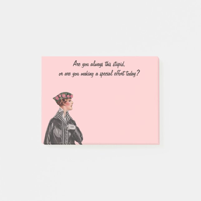 Funny Vintage Insult Post-it Notes (Front)