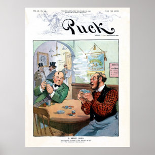 Funny vintage Irish poker cartoon from Puck Poster
