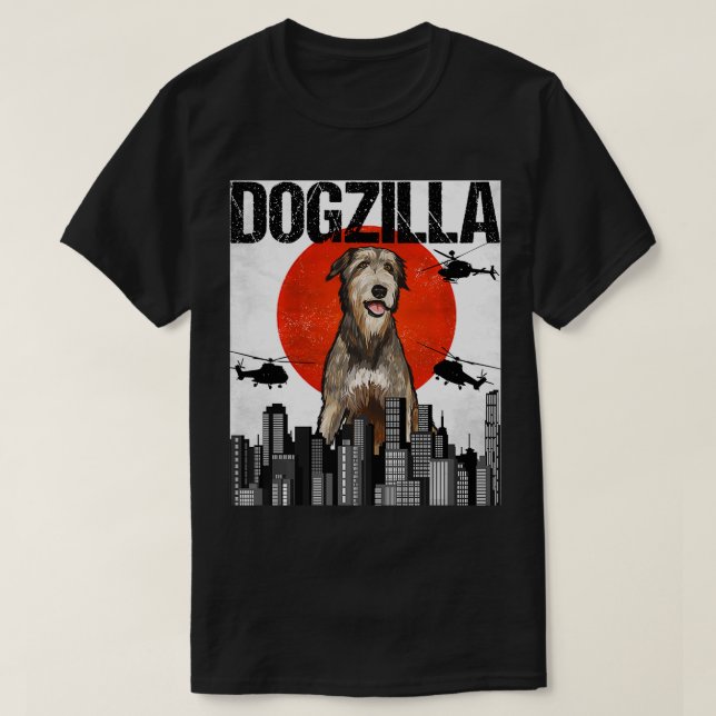 Funny Vintage Japanese Dogzilla Irish Wolfhound  T-Shirt (Design Front)