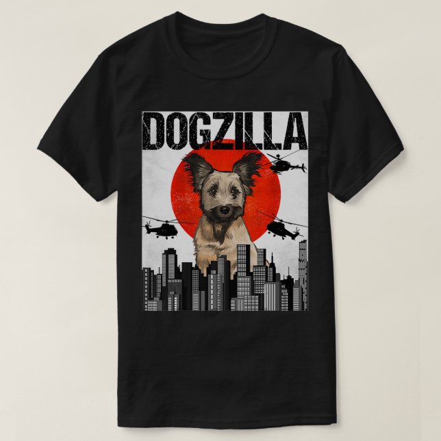 Funny Vintage Japanese Dogzilla Skye Terrier  T-Shirt (Design Front)