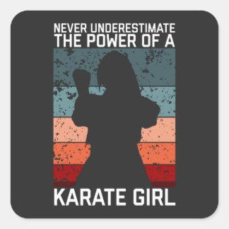 funny vintage karate girl quote sayings. square sticker