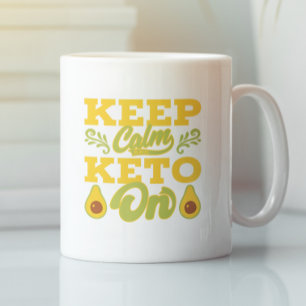 Funny Vintage Keep Calm and Keto on Funny Quote  Coffee Mug
