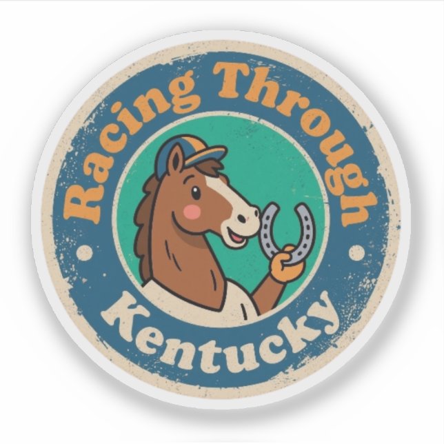 Funny Vintage Kentucky Horse Racing Retro Sticker (Front)