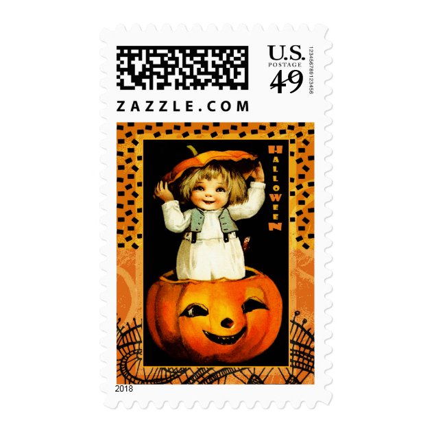 Funny Vintage Kid Halloween Postage Stamps