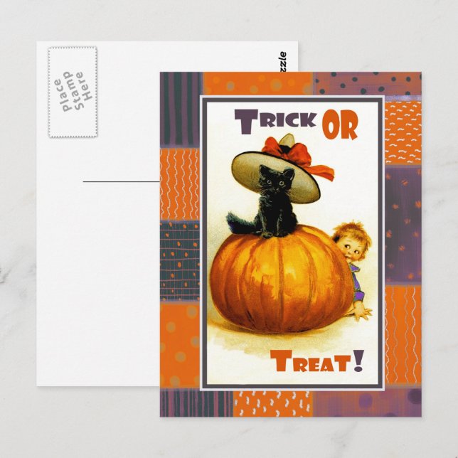 Funny Vintage Kid Halloween Postcards (Front/Back)