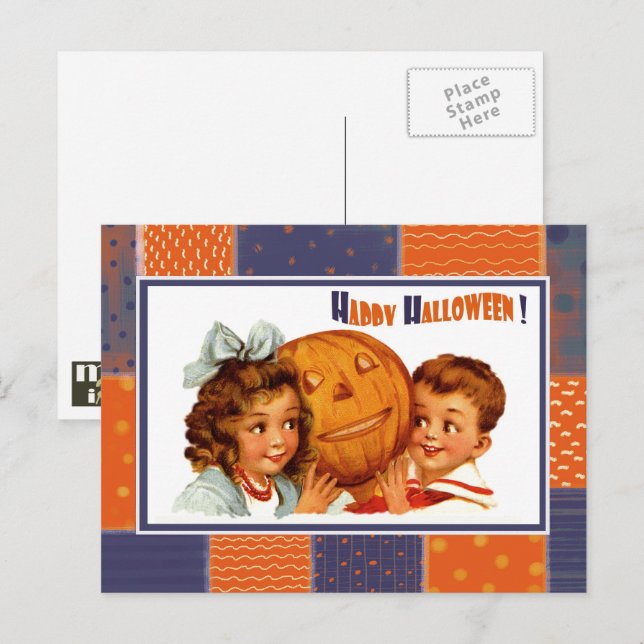 Funny Vintage Kids Halloween Postcards (Front/Back)