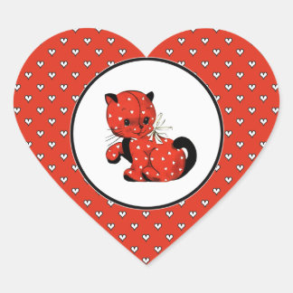 Funny Vintage Kitty Valentine's Day Gift Stickers