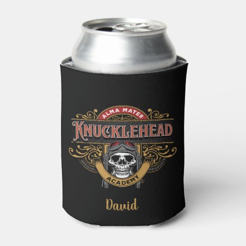 Funny Vintage Knucklehead Academy  Skull    Can Cooler