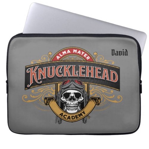 Funny Vintage Knucklehead Academy Skull  Laptop Sleeve
