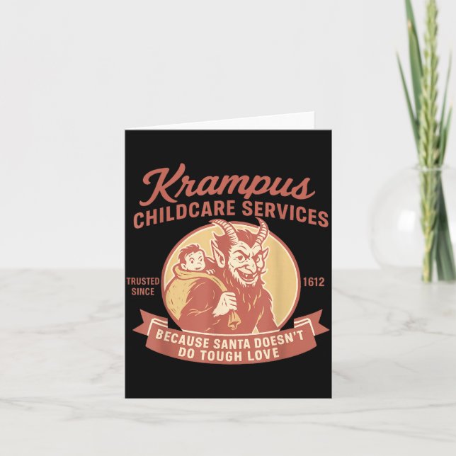 Funny Vintage Krampus Child Transrt Services Merry Card (Front)