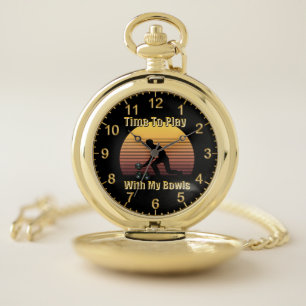 Funny Vintage Lawn Bowls Play Time, Pocket Watch