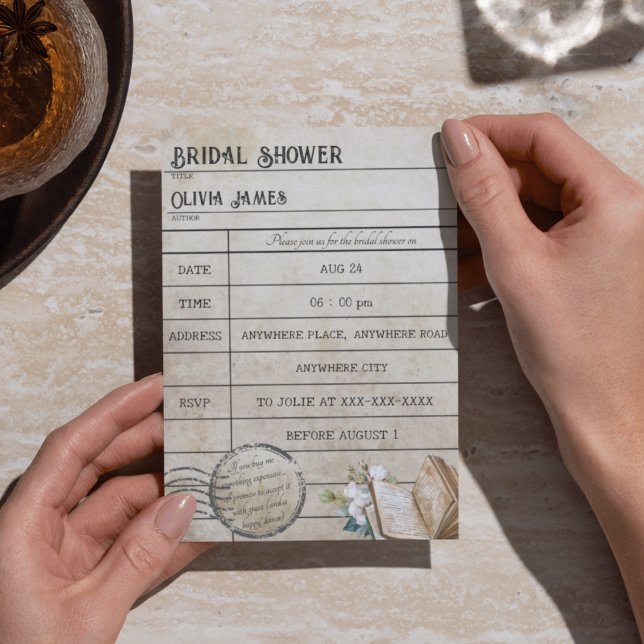 Funny vintage library card books bridal shower (Creator Uploaded)