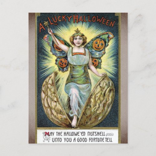 Funny Vintage Lucky Halloween Victorian Angel Postcard