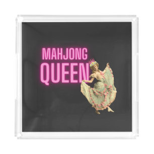 Funny Vintage Mahjong Queen Acrylic Tray