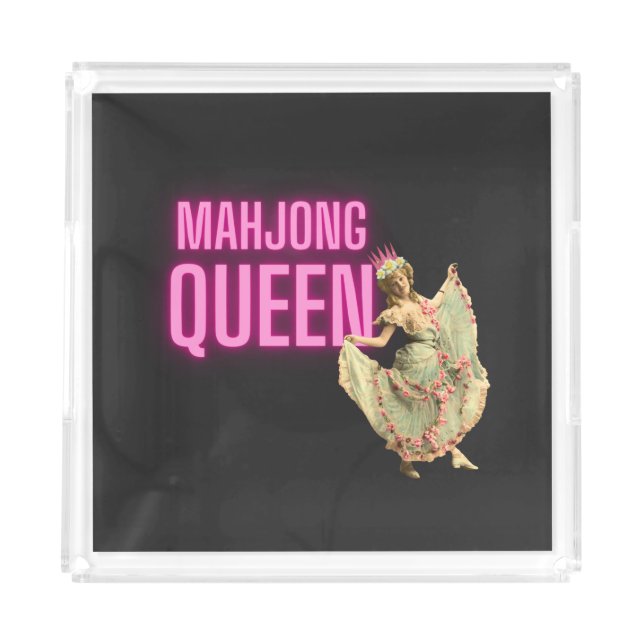 Funny Vintage Mahjong Queen   Acrylic Tray (Front)
