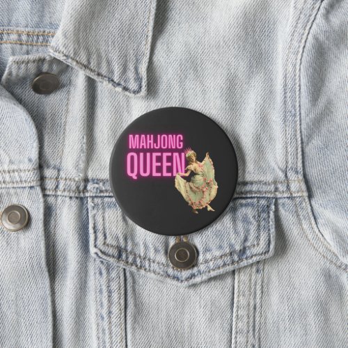 Funny Vintage Mahjong Queen   Button