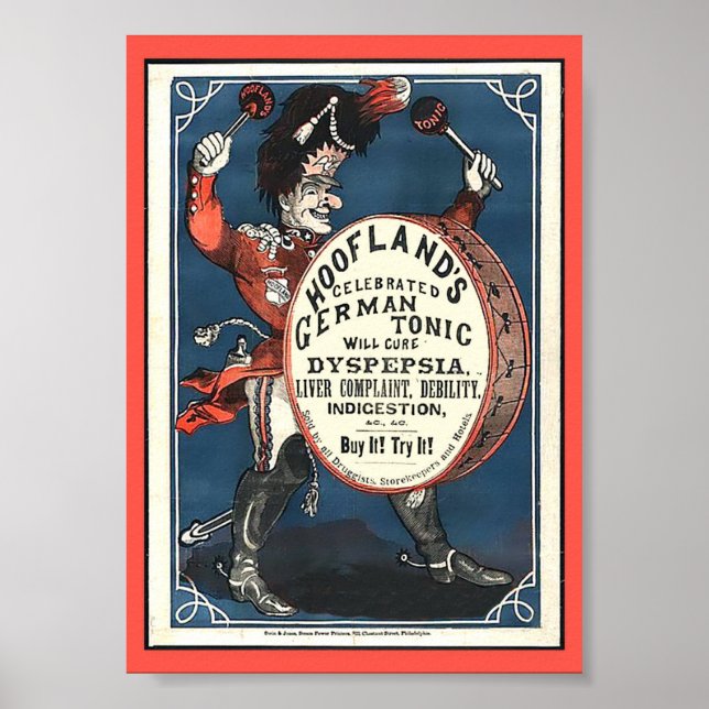 Funny Vintage Medicine Hoofland's German Tonic cpy Poster (Front)