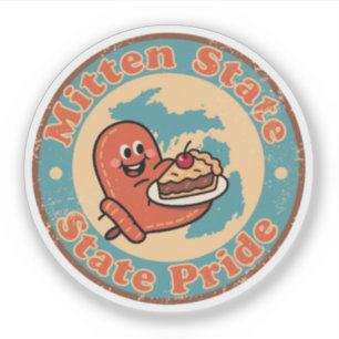 Funny Vintage Michigan Mitten Cherry Pie Retro Sticker