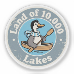 Funny Vintage Minnesota Loon Bird Canoe Retro Sticker