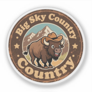 Funny Vintage Montana Bison Cowboy Hat Sticker
