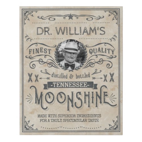 Funny Vintage Moonshine Hillbilly Medicine Custom Faux Canvas Print