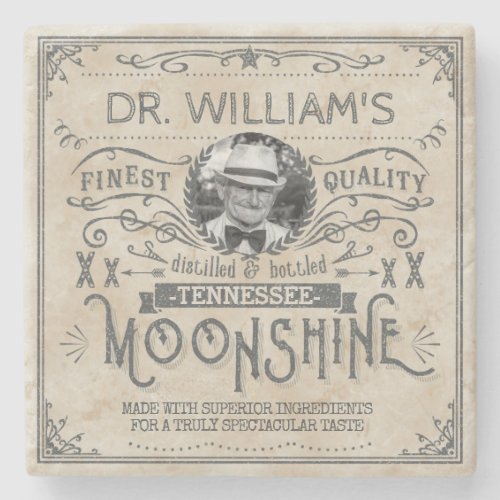 Funny Vintage Moonshine Hillbilly Medicine Custom Stone Coaster