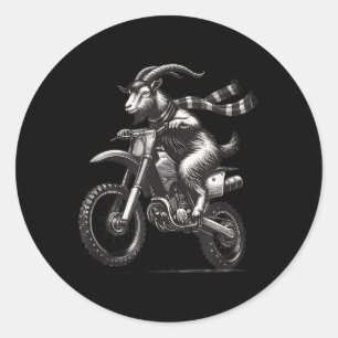 Funny Vintage Motocross Bike Graphic Goat Riding D Classic Round Sticker