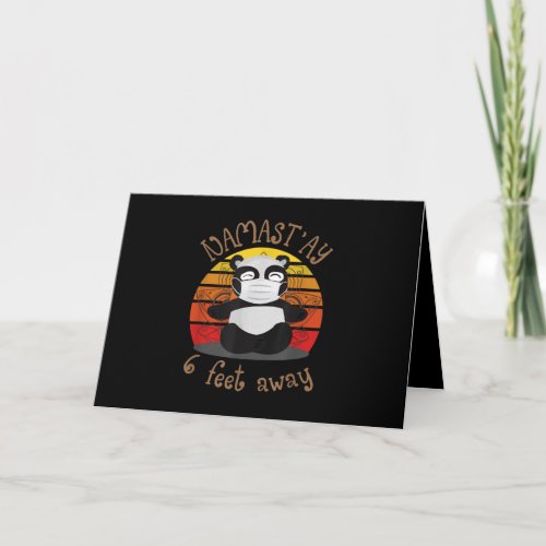 Funny Vintage Namaste Panda Namastay 6 Feet Away Card