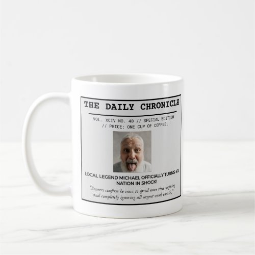 Funny Vintage Newspaper Front Page Milestone Coffee Mug