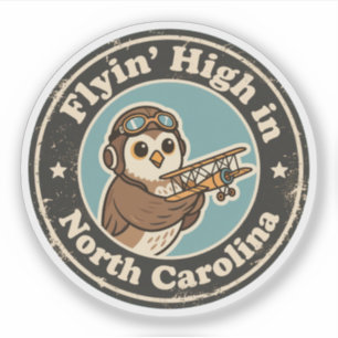 Funny Vintage North Carolina Owl Pilot Retro Sticker