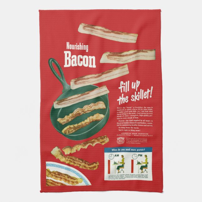 Funny Vintage NOURISHING BACON Advertisement  Towel (Vertical)