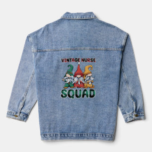 Funny Vintage Nurse Squad Nursing Gnomes Denim Jacket