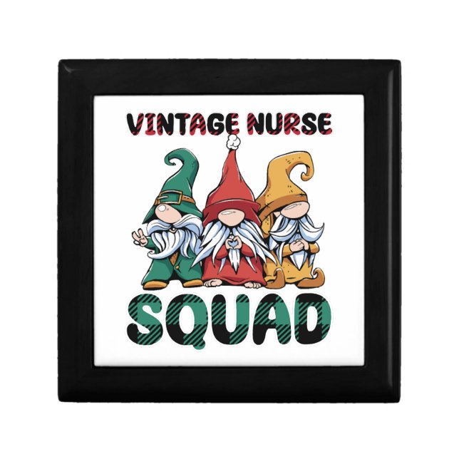 Funny Vintage Nurse Squad Nursing Gnomes Gift Box (Front)