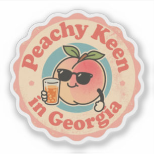 Funny Vintage Peachy Keen in Georgia Peach Sticker