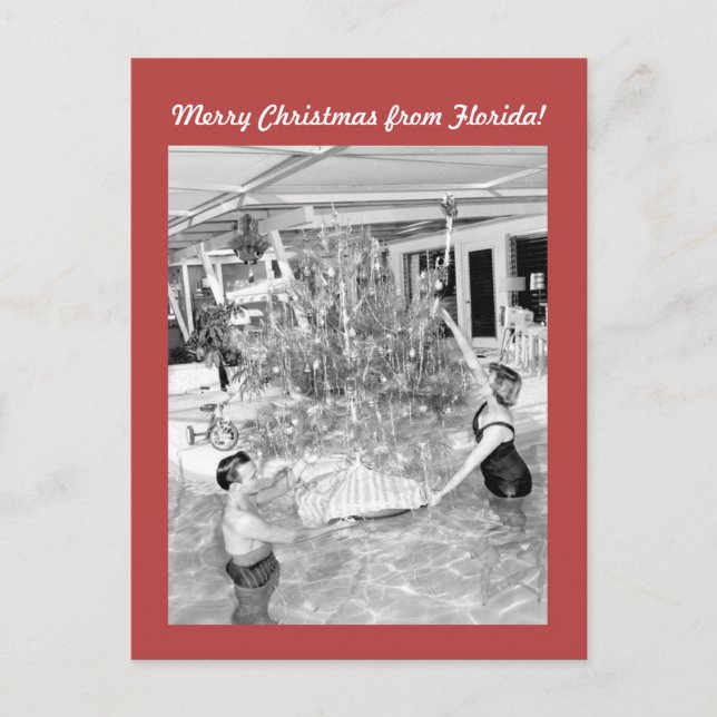 Funny Vintage Photo Florida Christmas Postcard (Front)