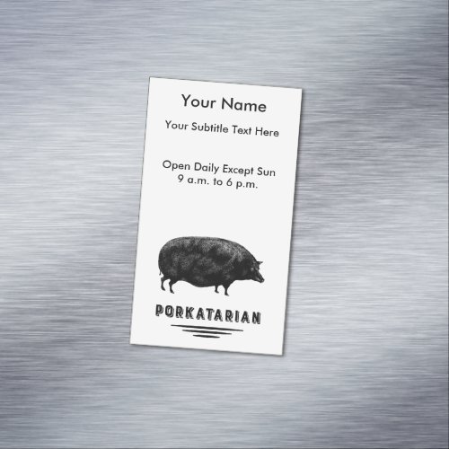 Funny Vintage Pig Bacon Lover Humor Magnetic Business Card