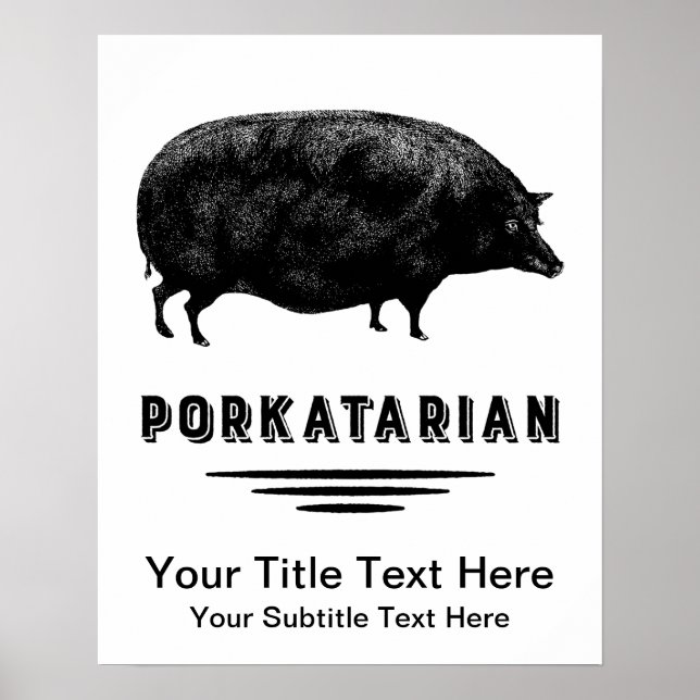 Funny Vintage Pig Bacon Lover Humor Poster (Front)