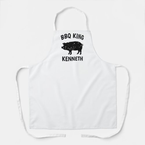 Funny vintage pig logo BBQ king apron for men