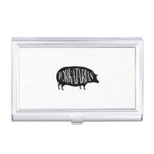 Funny Vintage Pig - Porkatarian - I Love Bacon Case For Business Cards