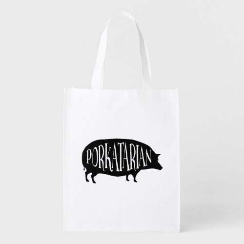 Funny Vintage Pig _ Porkatarian _ I Love Bacon Reusable Grocery Bag