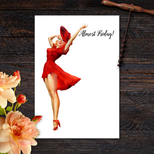 Funny Vintage Pin Up Girl in Red Post-it Notes