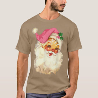 Funny Vintage Pink Santa Claus Pink Christmas Desi T-Shirt