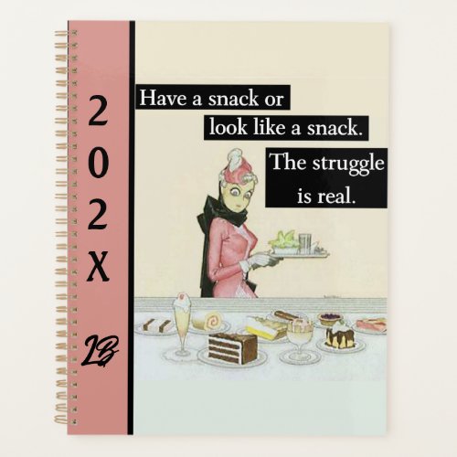 Funny Vintage Pink Snacks Chocolate Personalized Planner