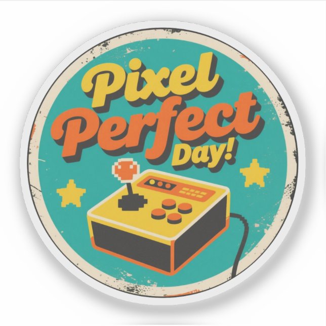 Funny Vintage Pixel Perfect Day Retro Design Sticker (Front)