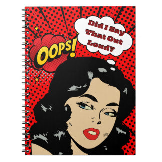 Funny Vintage Pop Art Inspired Design Notebook