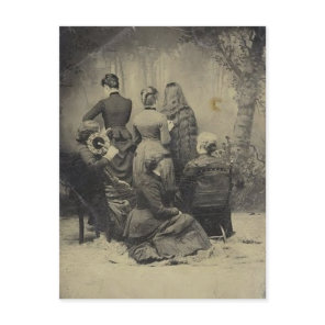 Funny Vintage Portrait of Victorian Family Postcard