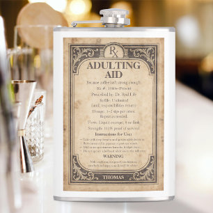 Funny Vintage Prescription Bottle Adulting Aid Rx Flask