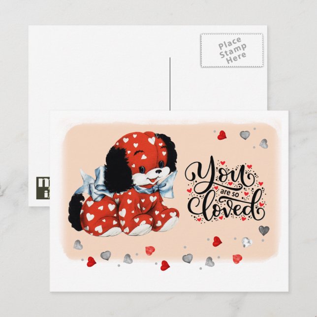 Funny Vintage Puppy Valentine's Day Postcards (Front/Back)
