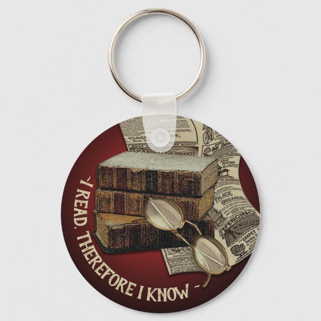 Funny Vintage Reading Keychain (Front)