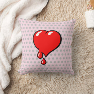Funny Vintage Red Bleeding Heart Liberal Pop Art Throw Pillow
